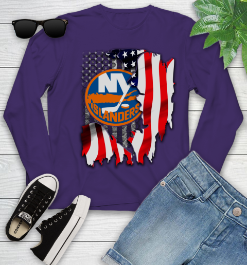 New York Islanders NHL Hockey American Flag Youth Long Sleeve 4