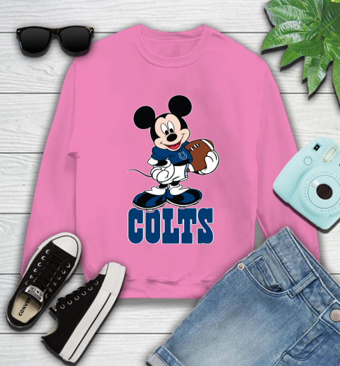 NFL Football Indianapolis Colts Cheerful Mickey Mouse Shirt Youth Sweatshirt 6