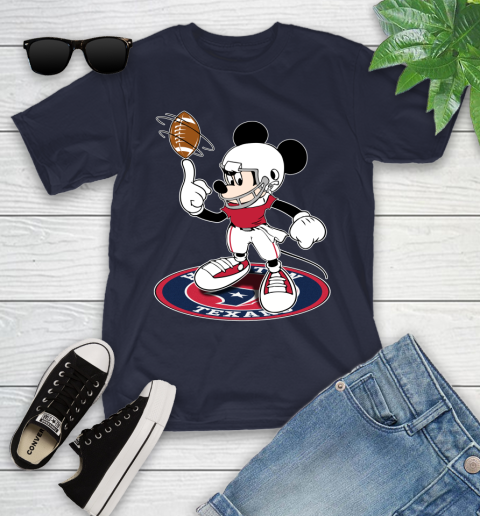 NFL Football Houston Texans Cheerful Mickey Disney Shirt Youth T-Shirt 3