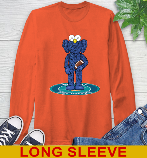 NFL Football Miami Dolphins Kaws Bff Blue Figure Shirt Long Sleeve T-Shirt 5