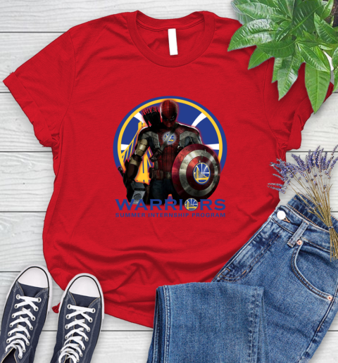 Golden State Warriors NBA Basketball Captain America Thor Spider Man Hawkeye Avengers Women's T-Shirt 9
