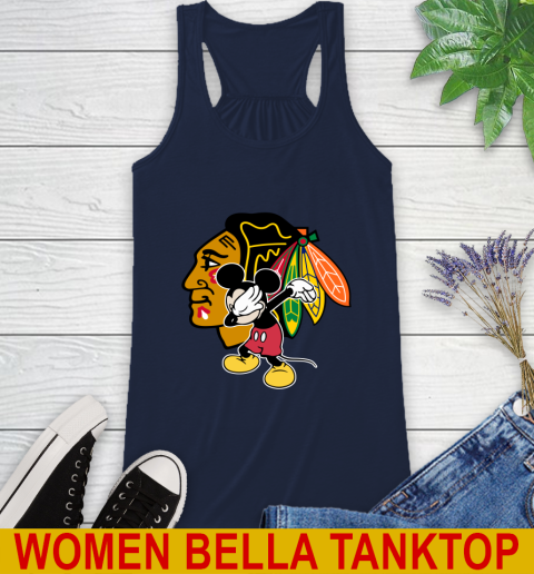 Chicago Blackhawks NHL Hockey Dabbing Mickey Disney Sports Racerback Tank 11