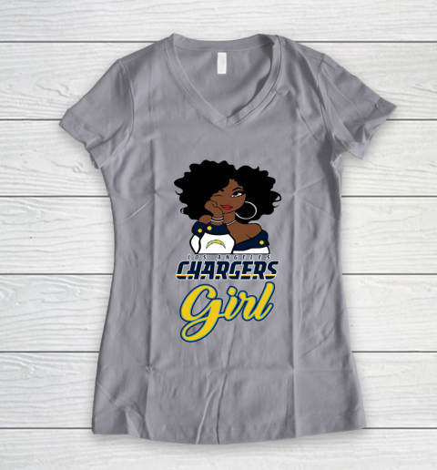 Los Angeles Chargers Girl NFL Women's V-Neck T-Shirt 4