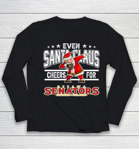 Ottawa Senators Even Santa Claus Cheers For Christmas NHL Youth Long Sleeve