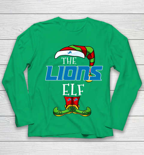 Detroit Lions Christmas ELF Funny NFL Youth Long Sleeve 4