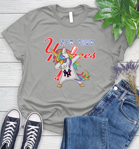 New York Yankees MLB Baseball Funny Unicorn Dabbing Sports Women's T-Shirt 10