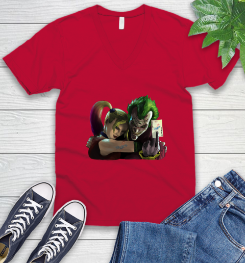 Los Angeles Dodgers MLB Baseball Joker Harley Quinn Suicide Squad V-Neck T-Shirt 7