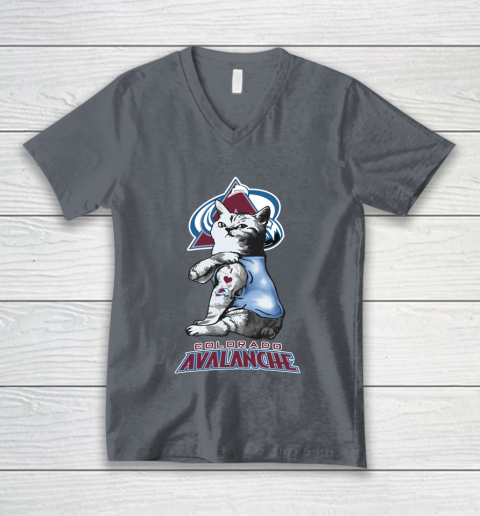 NHL My Cat Loves Colorado Avalanche Hockey V-Neck T-Shirt 4