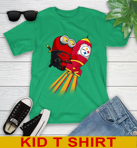 NFL Football Pittsburgh Steelers Deadpool Minion Marvel Shirt Youth T-Shirt 7