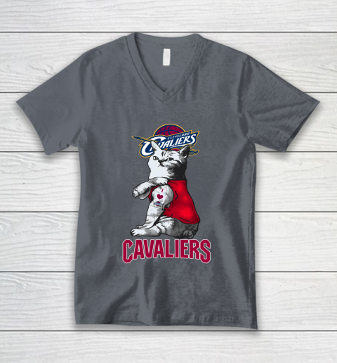 NBA Basketball My Cat Loves Cleveland Cavaliers V-Neck T-Shirt 4