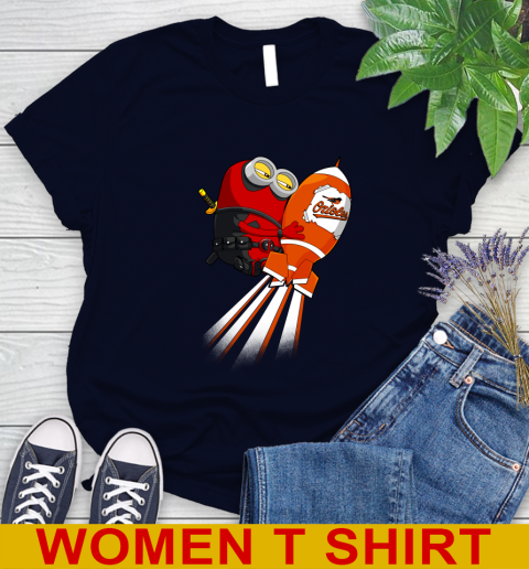 MLB Baseball Baltimore Orioles Deadpool Minion Marvel Shirt Women's T-Shirt 2