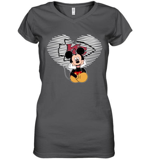 NFL Kansas City Chiefs The Heart Mickey Mouse Disney Football T Shirt TB1YvV4RQEm women v neck t shirt 39 95 151514 front charcoal