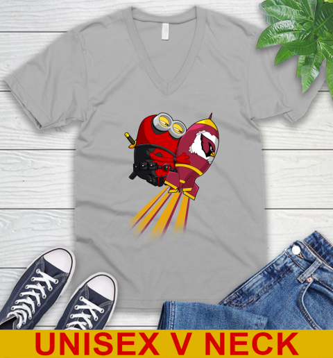 NFL Football Arizona Cardinals Deadpool Minion Marvel Shirt V-Neck T-Shirt 3