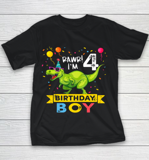 Kids 4 Year Old Shirt 2nd Birthday Boy T Rex Dinosaur Youth T-Shirt