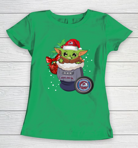 Colorado Avalanche Christmas Baby Yoda Star Wars Funny Happy NHL Women's T-Shirt