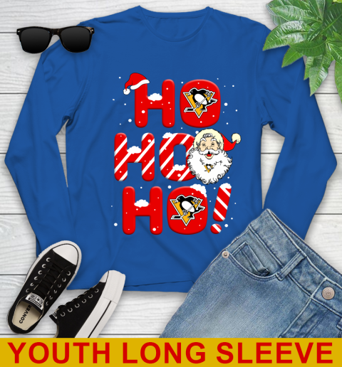 Pittsburgh Penguins NHL Hockey Ho Ho Ho Santa Claus Merry Christmas Shirt Youth Long Sleeve 10