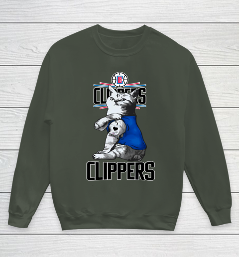 NBA Basketball My Cat Loves LA Clippers Youth Sweatshirt 8
