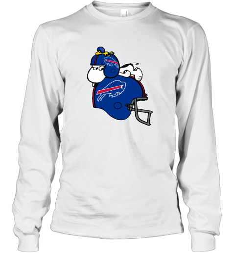 ivea snoopy and woodstock resting on buffalo bills helmet long sleeve tee 14 front white