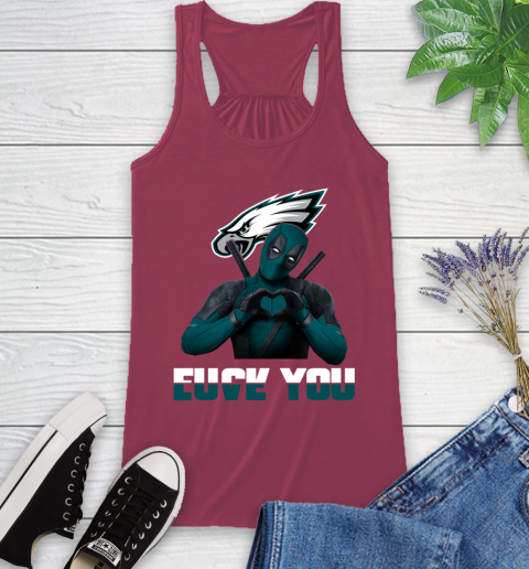 NHL Philadelphia Eagles Deadpool Love You Fuck You Football Sports Racerback Tank 7