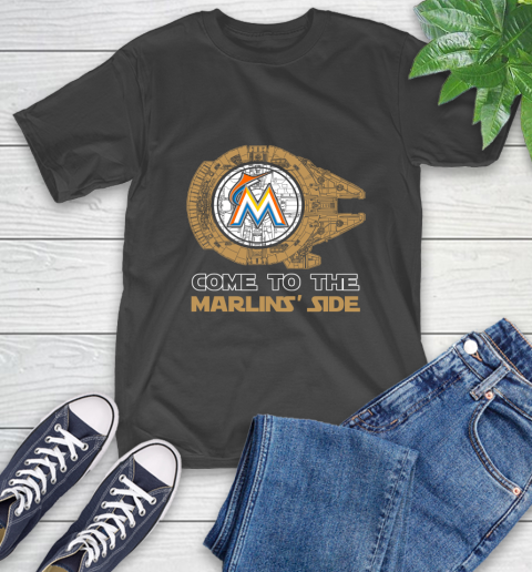 MLB Come To The Miami Marlins Side Star Wars Baseball Sports T-Shirt