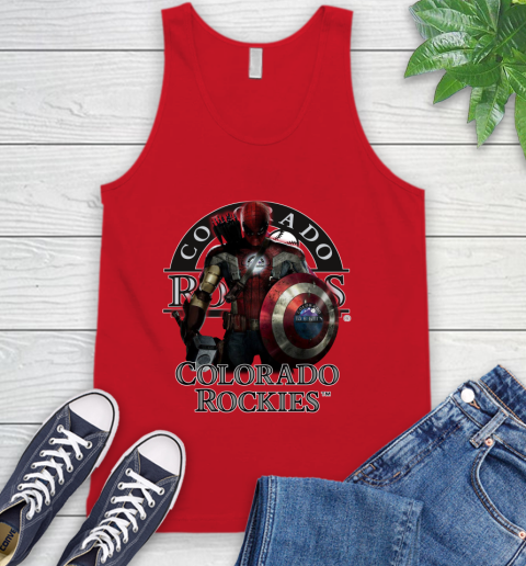 MLB Captain America Thor Spider Man Hawkeye Avengers Endgame Baseball Colorado Rockies Tank Top 6