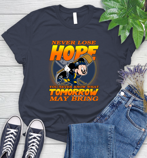 Buffalo Sabres NHL Hockey ootball Mickey Disney Never Lose Hope Women's T-Shirt 14