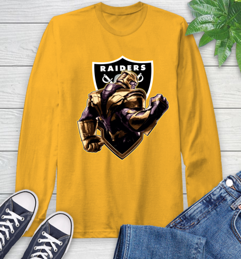 NFL Thanos Avengers Endgame Football Sports Oakland Raiders Long Sleeve T-Shirt 3