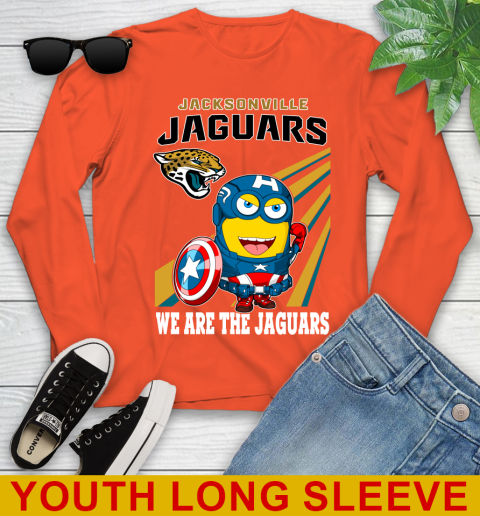 NFL Football Jacksonville Jaguars Captain America Marvel Avengers Minion Shirt Youth Long Sleeve 3