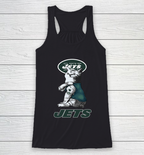 NFL Football My Cat Loves New York Jets Racerback Tank
