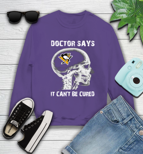 NHL Pittsburgh Penguins Hockey Skull It Can't Be Cured Shirt Sweatshirt 4
