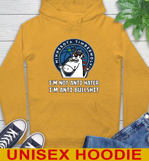 Minnesota Timberwolves NBA Basketball Unicorn I'm Not Anti Hater I'm Anti Bullshit Hoodie 3