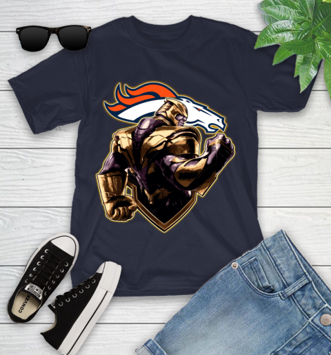 NFL Thanos Avengers Endgame Football Sports Denver Broncos Youth T-Shirt 3