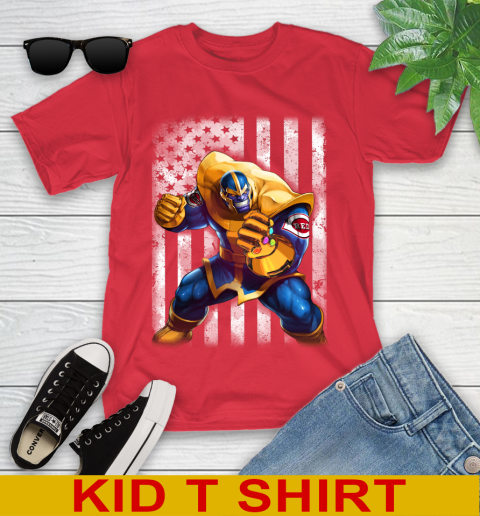 MLB Baseball Cincinnati Reds Thanos Marvel American Flag Shirt Youth T-Shirt 11