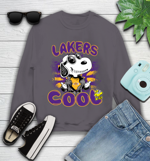 NBA Basketball Los Angeles Lakers Cool Snoopy Shirt Youth Sweatshirt 4