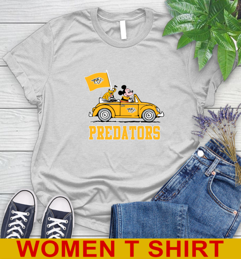 NHL Hockey Nashville Predators Pluto Mickey Driving Disney Shirt Women's T-Shirt
