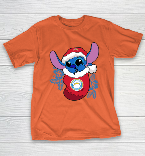 Los Angeles Chargers Christmas Stitch In The Sock Funny Disney NFL T-Shirt 6