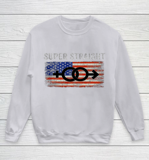 Vintage Us Flag Gender Identity Super Straight Identity Youth Sweatshirt 3