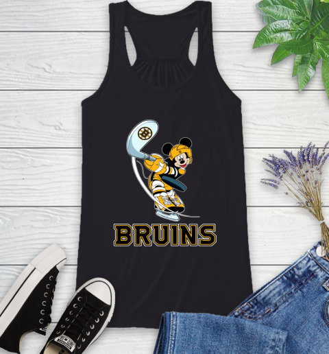 NHL Hockey Boston Bruins Cheerful Mickey Mouse Shirt Racerback Tank