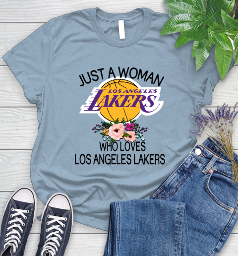 NBA Just A Woman Who Loves Los Angeles Lakers Basketball Sports Women's T-Shirt 6