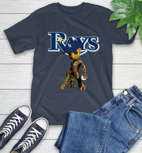 MLB Tampa Bay Rays Groot Guardians Of The Galaxy Baseball T-Shirt 4