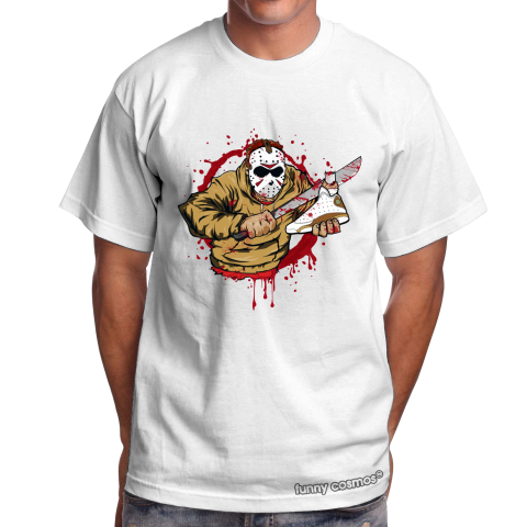 Air Jordan 13 DMP Matching Sneaker Tshirt Jason Voorhees White and Metilic Gold Jordan Shirt