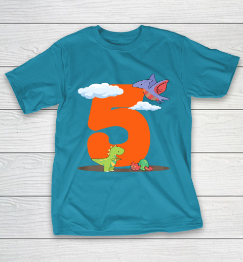 Kids 5th Birthday Dinosaur Gift T-Shirt For 5 Year Old Kids 5th Birthday Dinosaur Gift T-Shirt For 5 Year Old