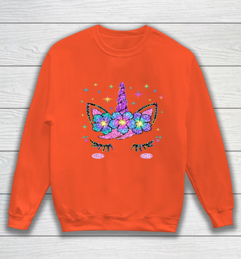 Unicorn Costume Rainbow Face Girls Sweatshirt 2
