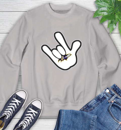 Baltimore Ravens NFL Football Mickey Rock Hand Disney Sweatshirt 12