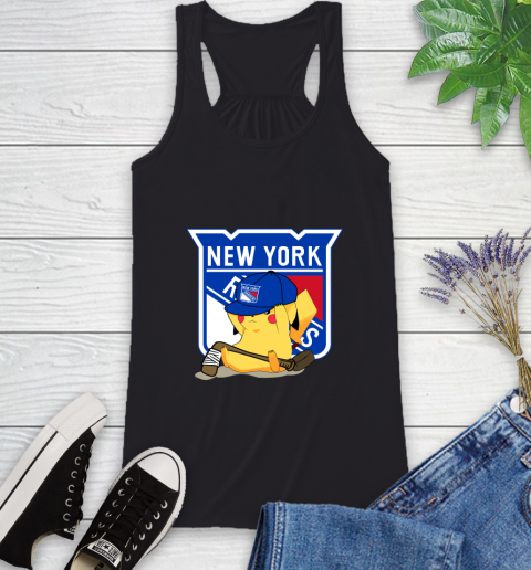 NHL Pikachu Hockey Sports New York Rangers Racerback Tank 2