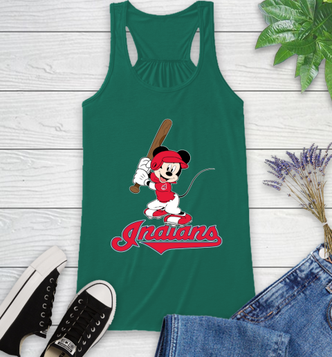 MLB Baseball Cleveland Indians Cheerful Mickey Mouse Shirt Racerback Tank 7