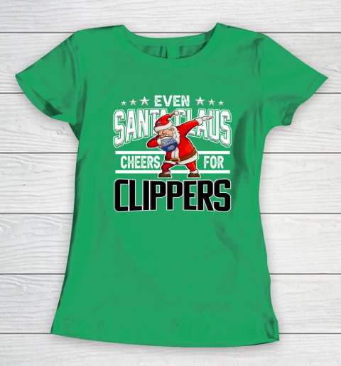 LA Clippers Even Santa Claus Cheers For Christmas NBA Women's T-Shirt 5