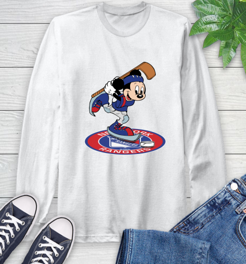 NHL Hockey New York Rangers Cheerful Mickey Disney Shirt Long Sleeve T-Shirt 2