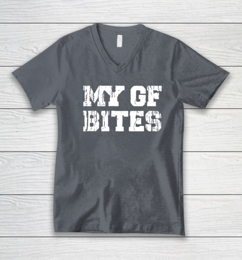 My Gf Bites V-Neck T-Shirt 3