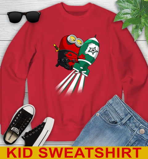 NHL Hockey Dallas Stars Deadpool Minion Marvel Shirt Youth Sweatshirt 7